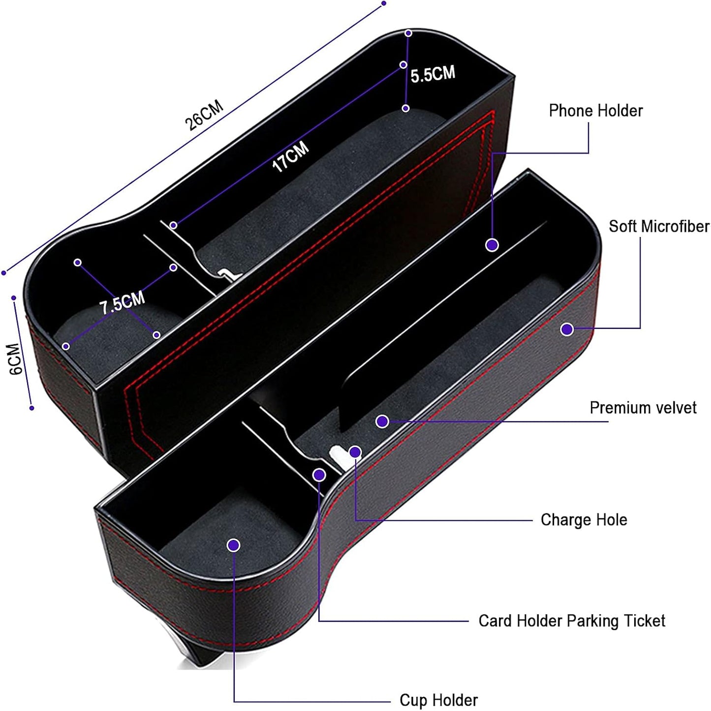 Leather Car Seat Gap Filler Organizer