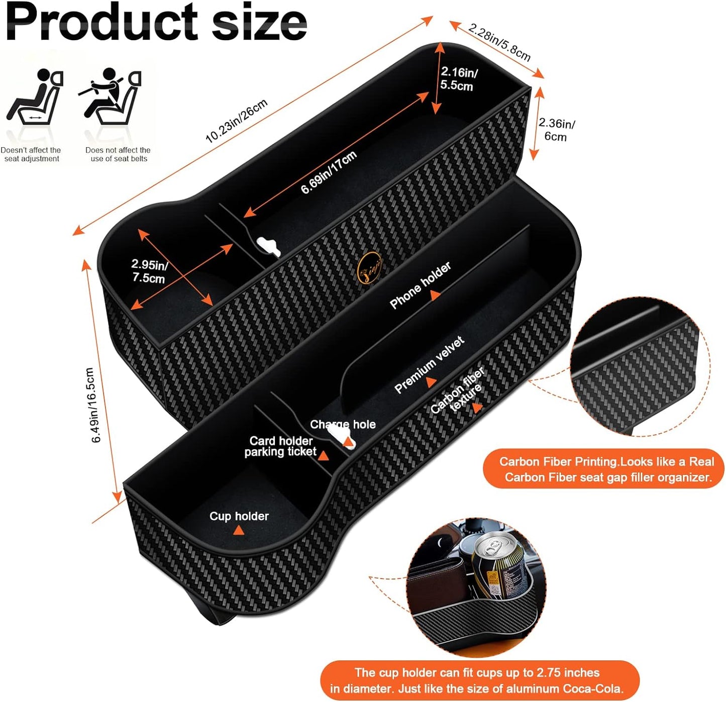 Car Seat Gap Filler Organizer