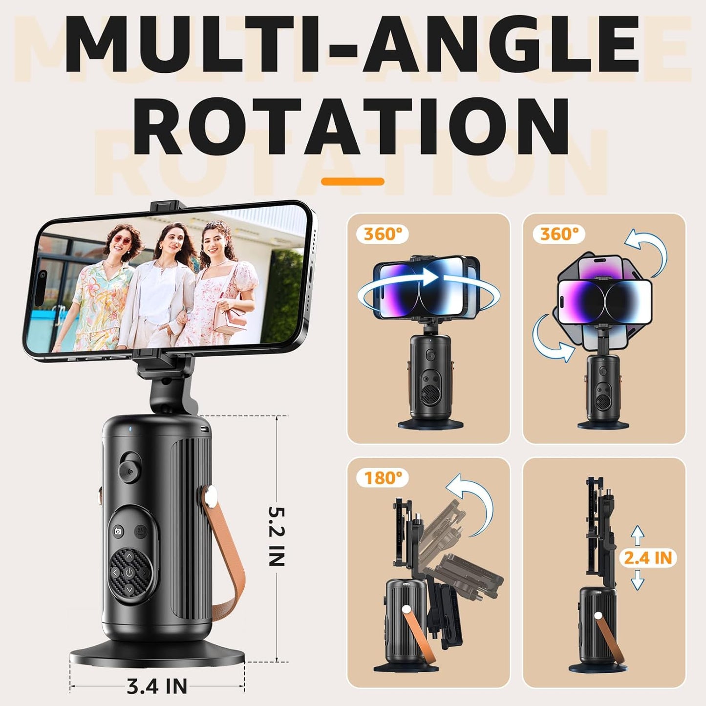 Auto Face Tracking Tripod 360° Rotation with Stand